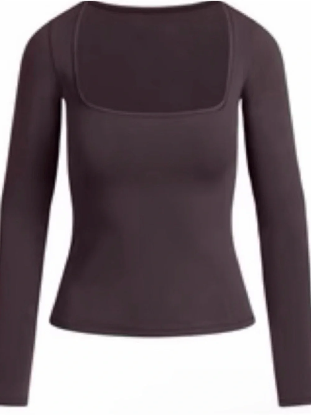 SKIMS Cotton Jersey Scoop Neck Long Sleeve Top Iron  Medium M NWT - Picture 2 of 5